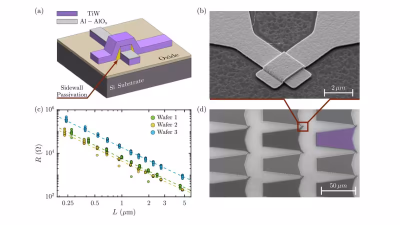 Figure from the paper “A scalable non-superconducting tunnel junction technology”: a , A cross-sectional illustration of the fabrication process