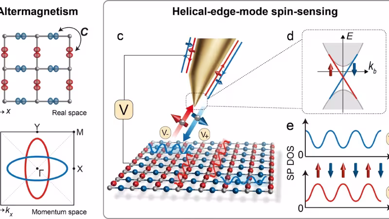 Figure from the paper “Atomic-scale spin sensing of a 2D d-wave altermagnet via helical tunneling”